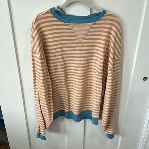 Free People Classic Striped Oversized Crewneck